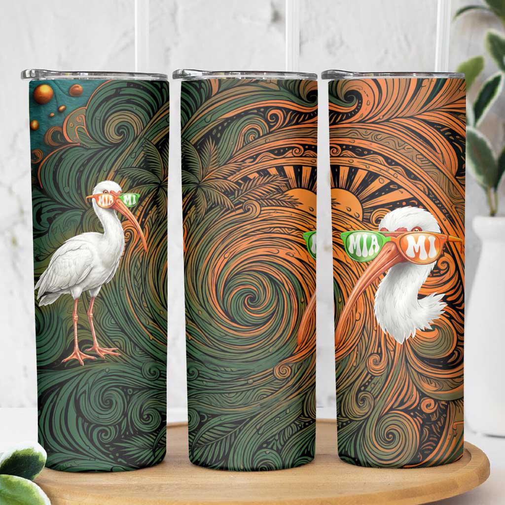 Vintage American White Ibis Skinny Tumbler Miami Sunglasses Artistic Tribal Wave Pattern