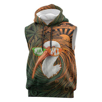 Vintage American White Ibis Sleeveless Hoodie Miami Sunglasses Artistic Tribal Wave Pattern