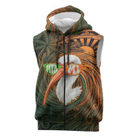 Vintage American White Ibis Sleeveless Zip Hoodie Miami Sunglasses Artistic Tribal Wave Pattern