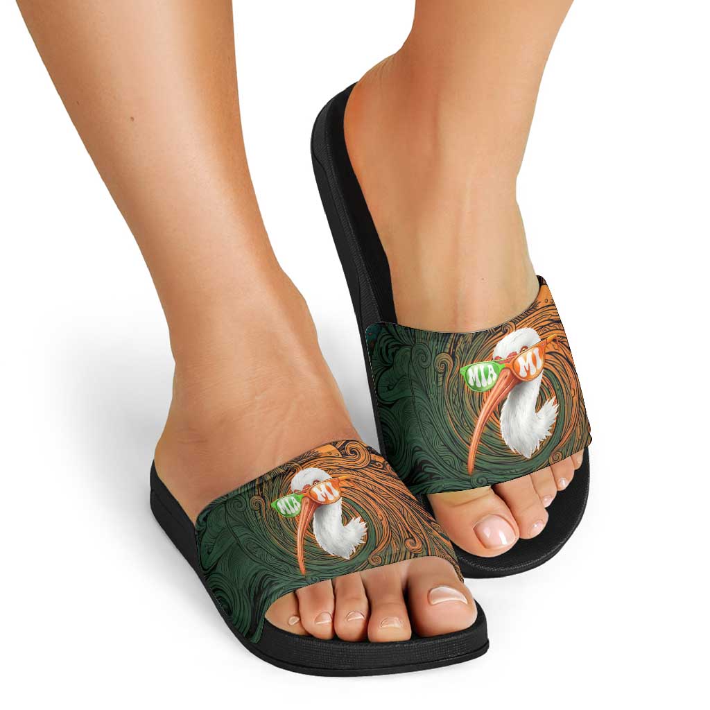 Vintage American White Ibis Slide Sandals Miami Sunglasses Artistic Tribal Wave Pattern