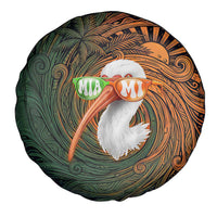 Vintage American White Ibis Spare Tire Cover Miami Sunglasses Artistic Tribal Wave Pattern