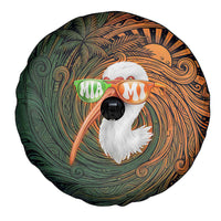 Vintage American White Ibis Spare Tire Cover Miami Sunglasses Artistic Tribal Wave Pattern