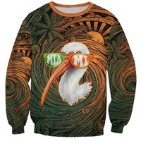 Vintage American White Ibis Sweatshirt Miami Sunglasses Artistic Tribal Wave Pattern