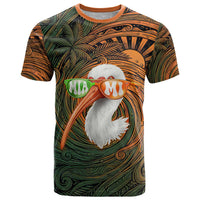 Vintage American White Ibis T Shirt Miami Sunglasses Artistic Tribal Wave Pattern