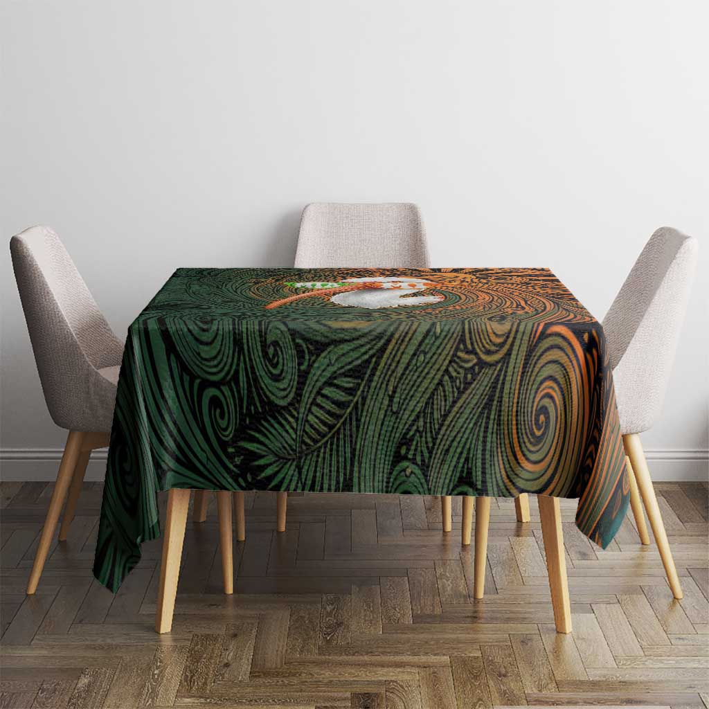 Vintage American White Ibis Tablecloth Miami Sunglasses Artistic Tribal Wave Pattern