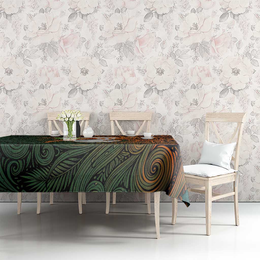 Vintage American White Ibis Tablecloth Miami Sunglasses Artistic Tribal Wave Pattern