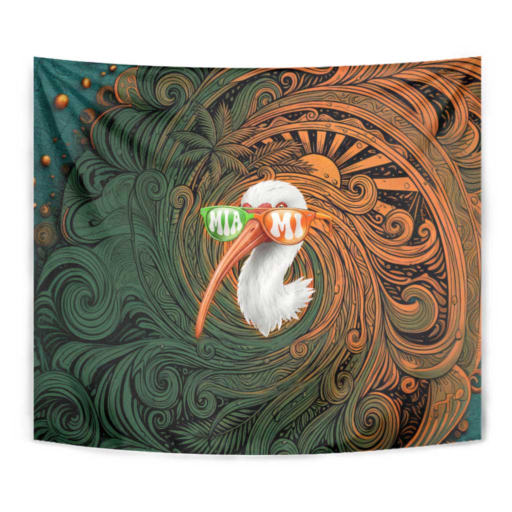 Vintage American White Ibis Tapestry Miami Sunglasses Artistic Tribal Wave Pattern