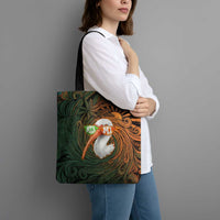 Vintage American White Ibis Tote Bag Miami Sunglasses Artistic Tribal Wave Pattern