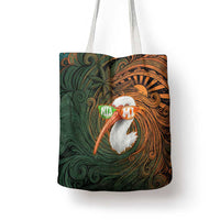 Vintage American White Ibis Tote Bag Miami Sunglasses Artistic Tribal Wave Pattern