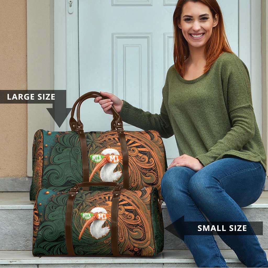 Vintage American White Ibis Travel Bag Miami Sunglasses Artistic Tribal Wave Pattern