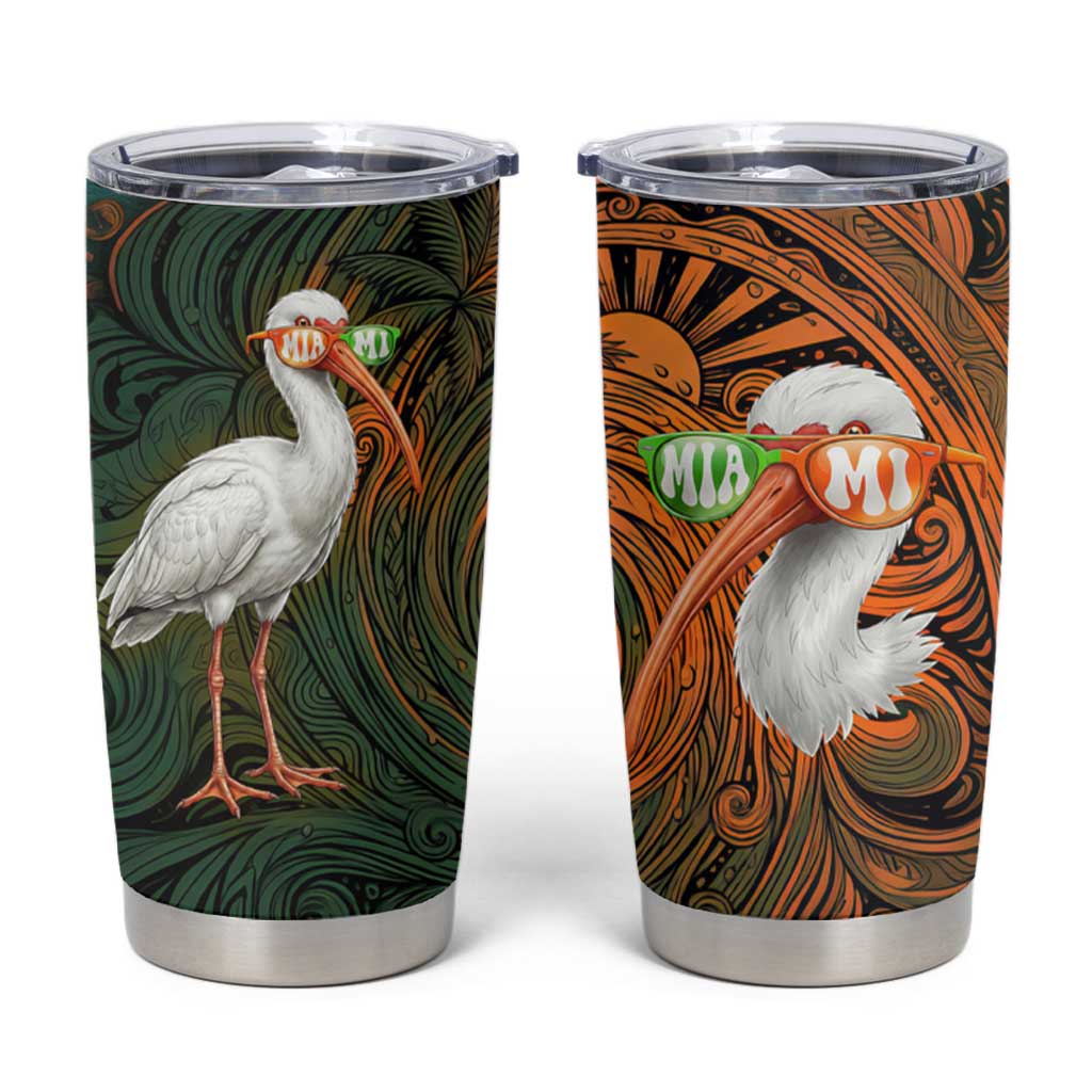 Vintage American White Ibis Tumbler Cup Miami Sunglasses Artistic Tribal Wave Pattern
