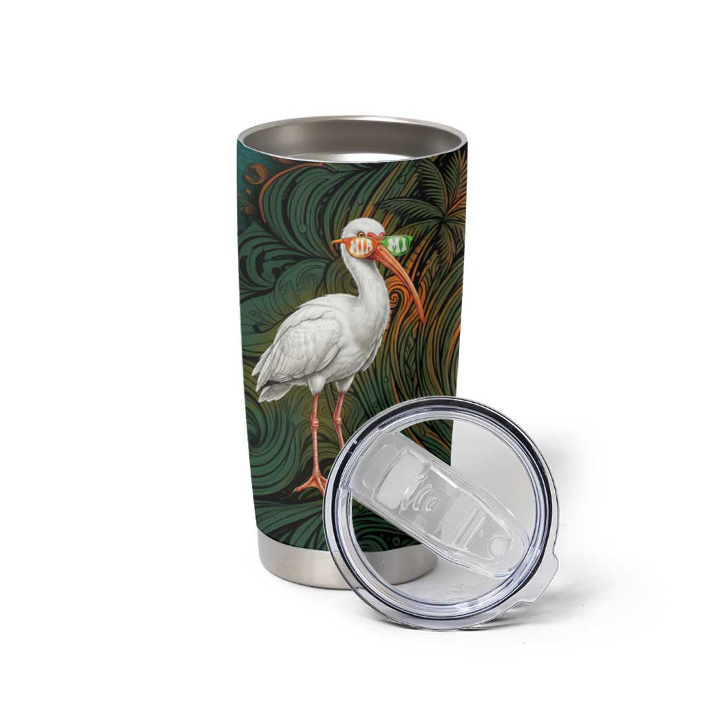 Vintage American White Ibis Tumbler Cup Miami Sunglasses Artistic Tribal Wave Pattern