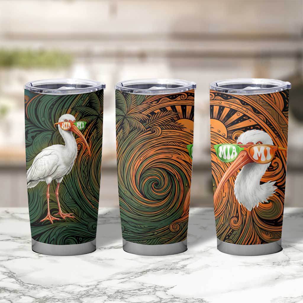 Vintage American White Ibis Tumbler Cup Miami Sunglasses Artistic Tribal Wave Pattern