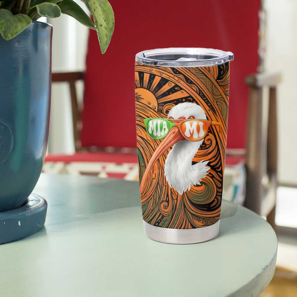 Vintage American White Ibis Tumbler Cup Miami Sunglasses Artistic Tribal Wave Pattern