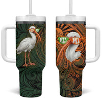 Vintage American White Ibis Tumbler With Handle Miami Sunglasses Artistic Tribal Wave Pattern