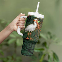 Vintage American White Ibis Tumbler With Handle Miami Sunglasses Artistic Tribal Wave Pattern