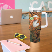 Vintage American White Ibis Tumbler With Handle Miami Sunglasses Artistic Tribal Wave Pattern