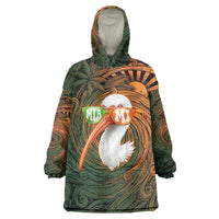 Vintage American White Ibis Wearable Blanket Hoodie Miami Sunglasses Artistic Tribal Wave Pattern