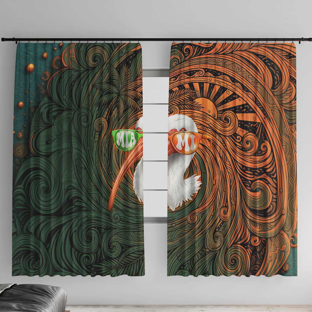 Vintage American White Ibis Window Curtain Miami Sunglasses Artistic Tribal Wave Pattern