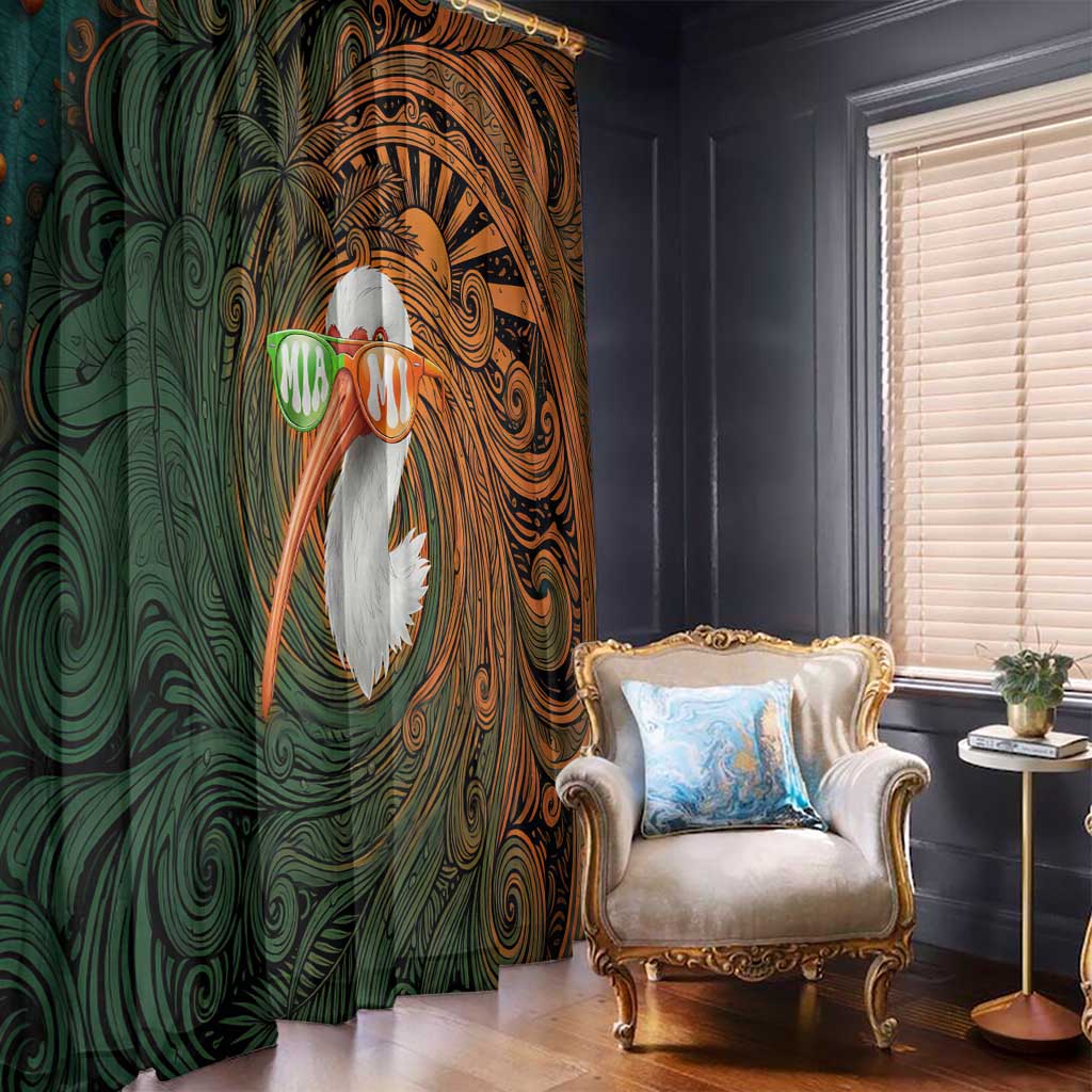 Vintage American White Ibis Window Curtain Miami Sunglasses Artistic Tribal Wave Pattern