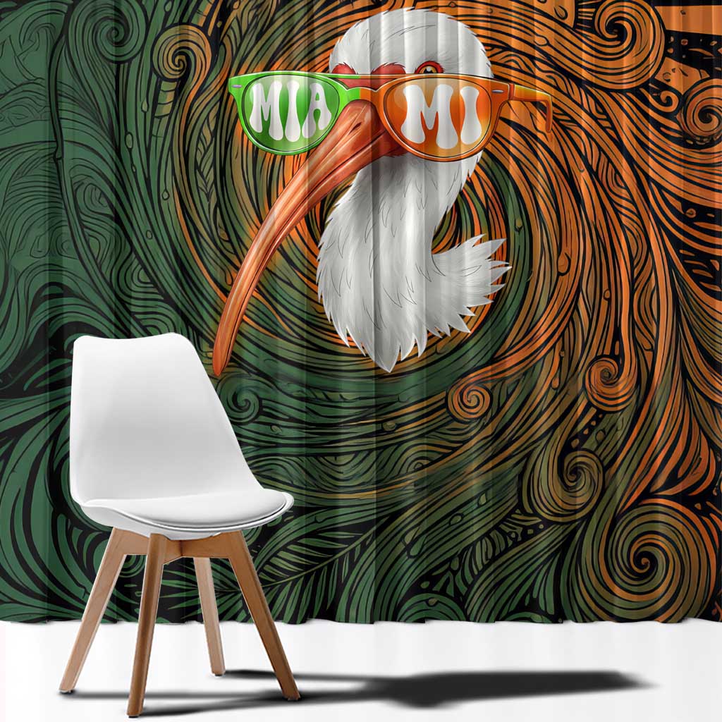 Vintage American White Ibis Window Curtain Miami Sunglasses Artistic Tribal Wave Pattern