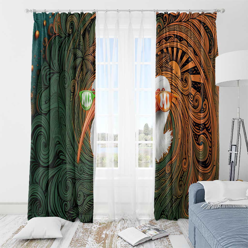 Vintage American White Ibis Window Curtain Miami Sunglasses Artistic Tribal Wave Pattern