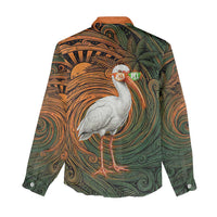 Vintage American White Ibis Women Casual Shirt Miami Sunglasses Artistic Tribal Wave Pattern
