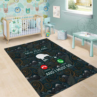 New Zealand is Calling and I Must Go Area Rug Kiwi Bird Silhouette