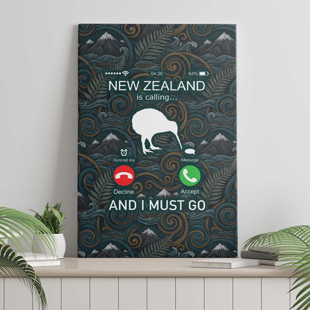 New Zealand is Calling and I Must Go Canvas Wall Art Kiwi Bird Silhouette