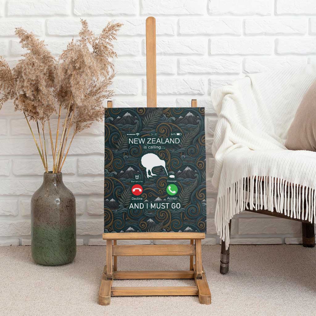 New Zealand is Calling and I Must Go Canvas Wall Art Kiwi Bird Silhouette