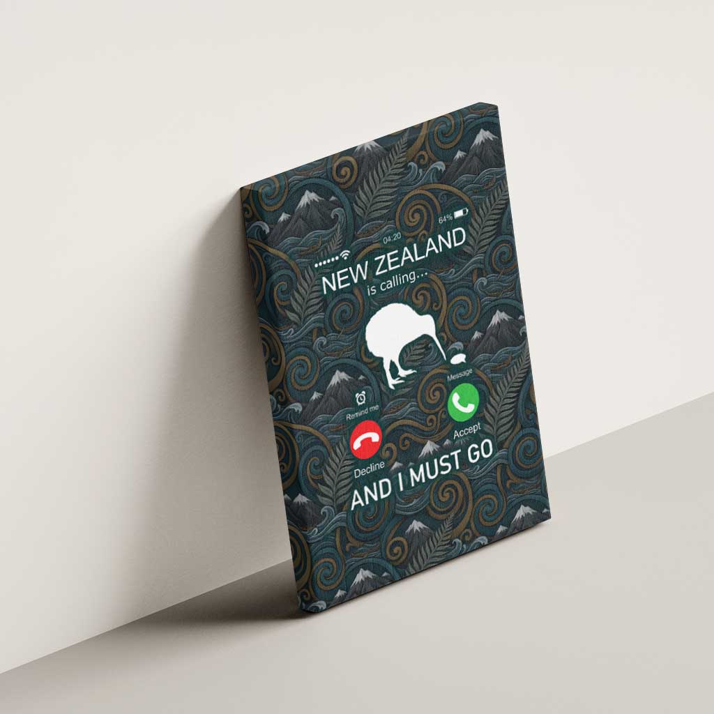 New Zealand is Calling and I Must Go Canvas Wall Art Kiwi Bird Silhouette