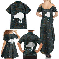 New Zealand is Calling and I Must Go Family Matching Summer Maxi Dress and Hawaiian Shirt Kiwi Bird Silhouette