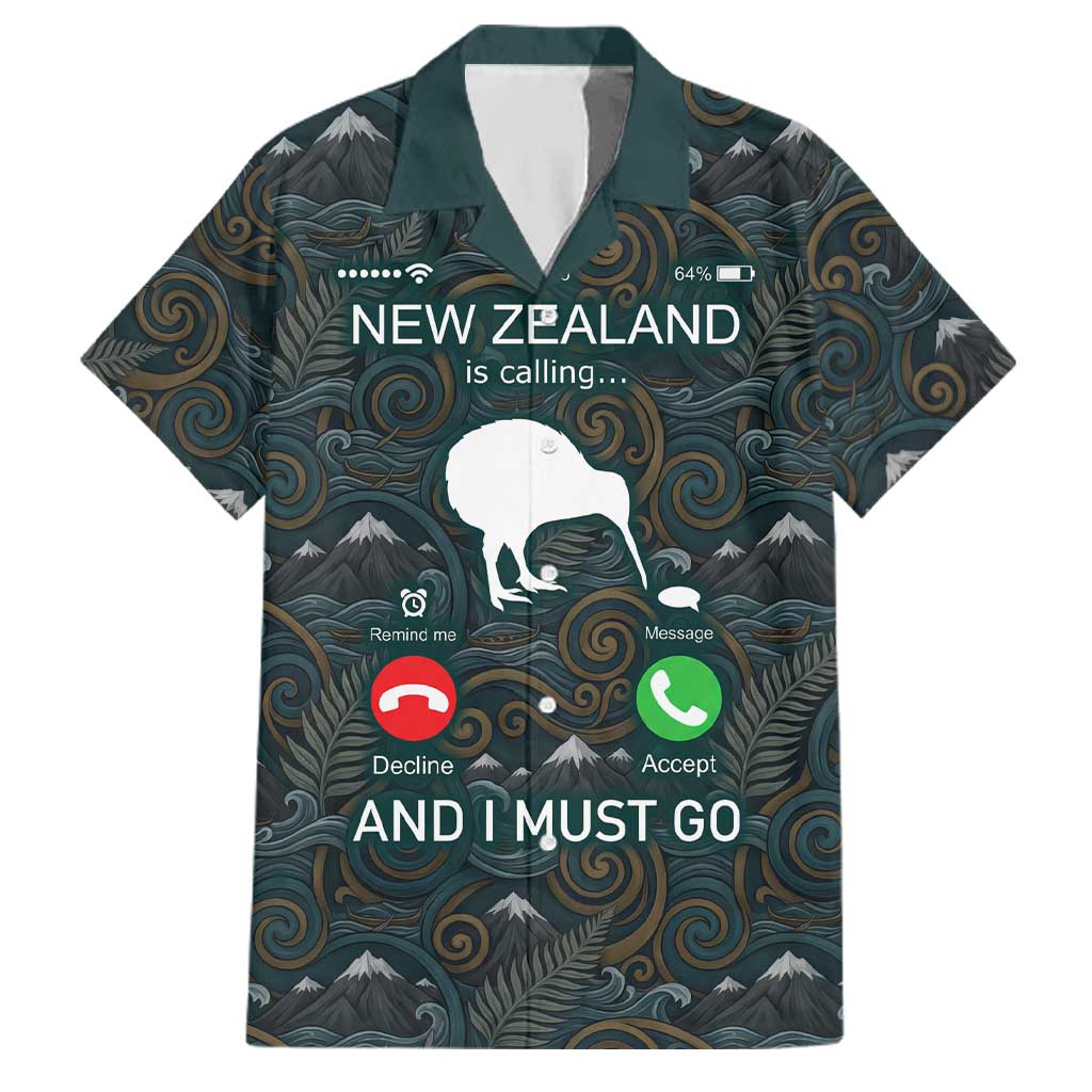 New Zealand is Calling and I Must Go Family Matching Summer Maxi Dress and Hawaiian Shirt Kiwi Bird Silhouette