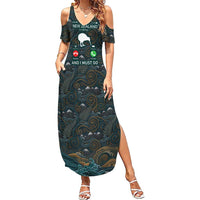 New Zealand is Calling and I Must Go Family Matching Summer Maxi Dress and Hawaiian Shirt Kiwi Bird Silhouette