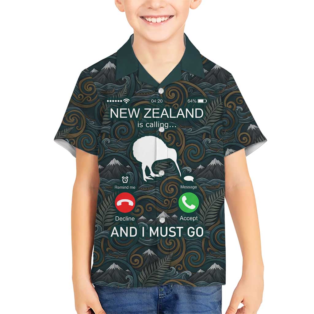 New Zealand is Calling and I Must Go Family Matching Summer Maxi Dress and Hawaiian Shirt Kiwi Bird Silhouette