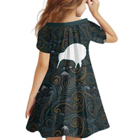 New Zealand is Calling and I Must Go Kid Short Sleeve Dress Kiwi Bird Silhouette