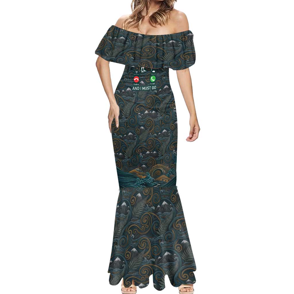 New Zealand is Calling and I Must Go Mermaid Dress Kiwi Bird Silhouette