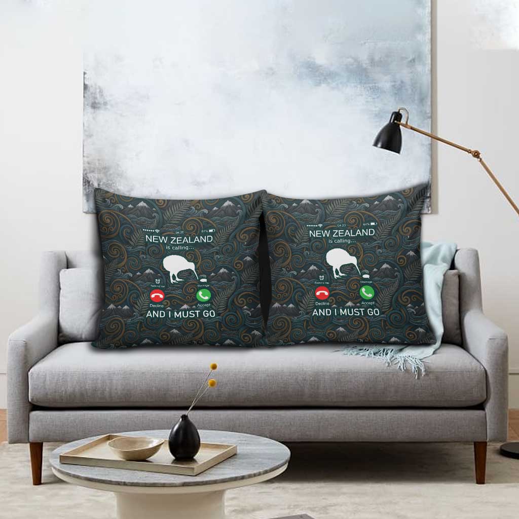 New Zealand is Calling and I Must Go Pillow Cover Kiwi Bird Silhouette