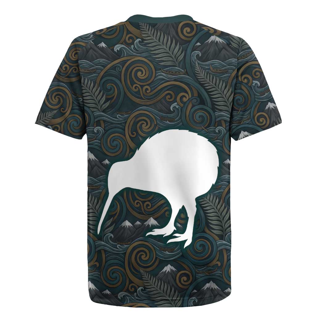 New Zealand is Calling and I Must Go Rugby Jersey Kiwi Bird Silhouette