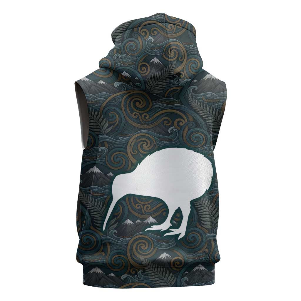 New Zealand is Calling and I Must Go Sleeveless Zip Hoodie Kiwi Bird Silhouette