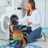 Buddhist Monks Walk For Peace Laundry Basket with Retro Sunset Swirl Pattern