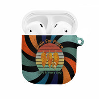 Buddhist Monks Walk For Peace AirPods Case with Retro Sunset Swirl Pattern