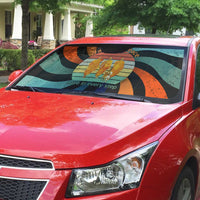 Buddhist Monks Walk For Peace Auto Sun Shade with Retro Sunset Swirl Pattern