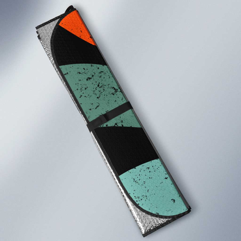 Buddhist Monks Walk For Peace Auto Sun Shade with Retro Sunset Swirl Pattern