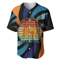 Buddhist Monks Walk For Peace Baseball Jersey with Retro Sunset Swirl Pattern