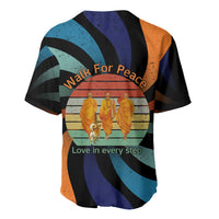 Buddhist Monks Walk For Peace Baseball Jersey with Retro Sunset Swirl Pattern