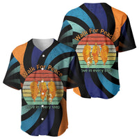 Buddhist Monks Walk For Peace Baseball Jersey with Retro Sunset Swirl Pattern