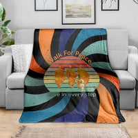 Buddhist Monks Walk For Peace Blanket with Retro Sunset Swirl Pattern