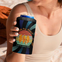 Buddhist Monks Walk For Peace 4 in 1 Can Cooler Tumbler with Retro Sunset Swirl Pattern