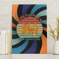 Buddhist Monks Walk For Peace Canvas Wall Art with Retro Sunset Swirl Pattern
